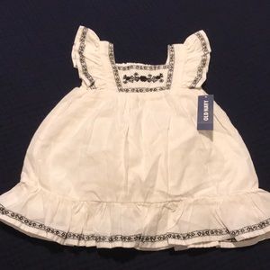 NWT Old Navy white baby dress with black trim and bloomers Size 3-6M